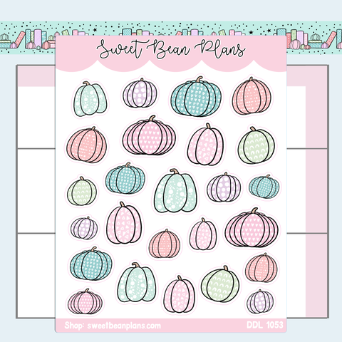 Pastel Pattern Pumpkins Vinyl Planner Stickers | Ddl 1053