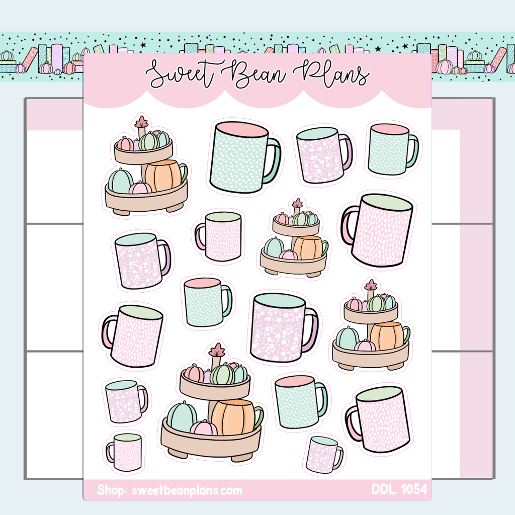 Pastel Pumpkins Coffee Vinyl Planner Stickers | Ddl 1054