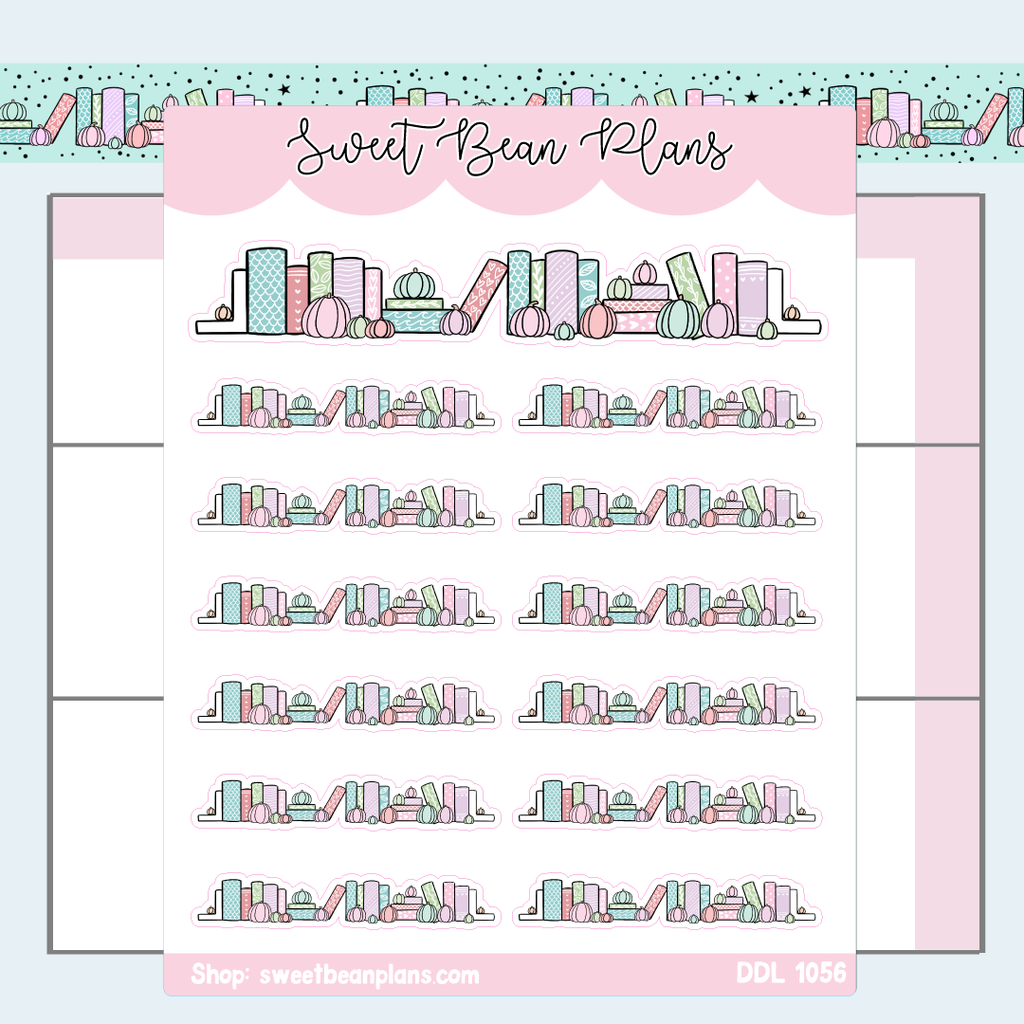 Pastel Pumpkins Bookshelf Vinyl Planner Stickers | Ddl 1056