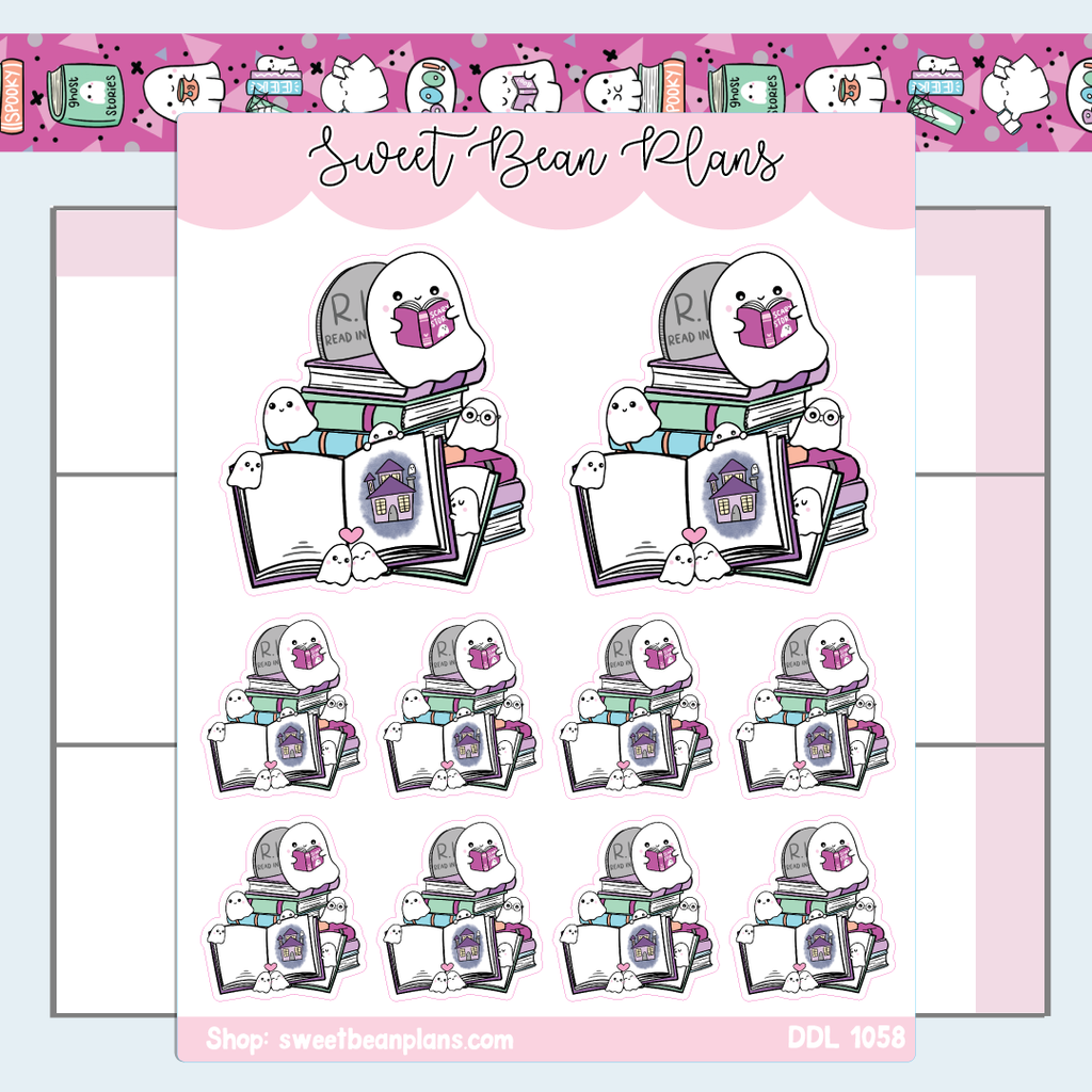 Ghost Book Stacks Vinyl Planner Stickers | Ddl 1058