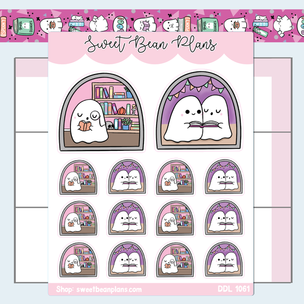 Bookish Ghost Windows Vinyl Planner Stickers | Ddl 1061 – Sweet Bean Plans
