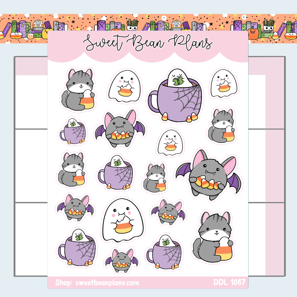 Candy Characters Halloween Vinyl Planner Stickers | Ddl 1067