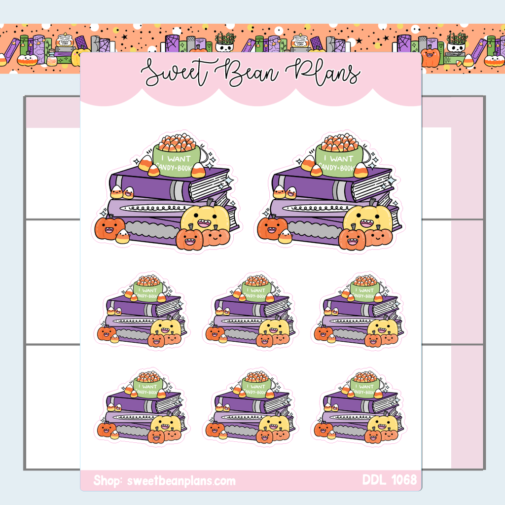 Halloween Candy Book Stack Vinyl Planner Stickers | Ddl 1068