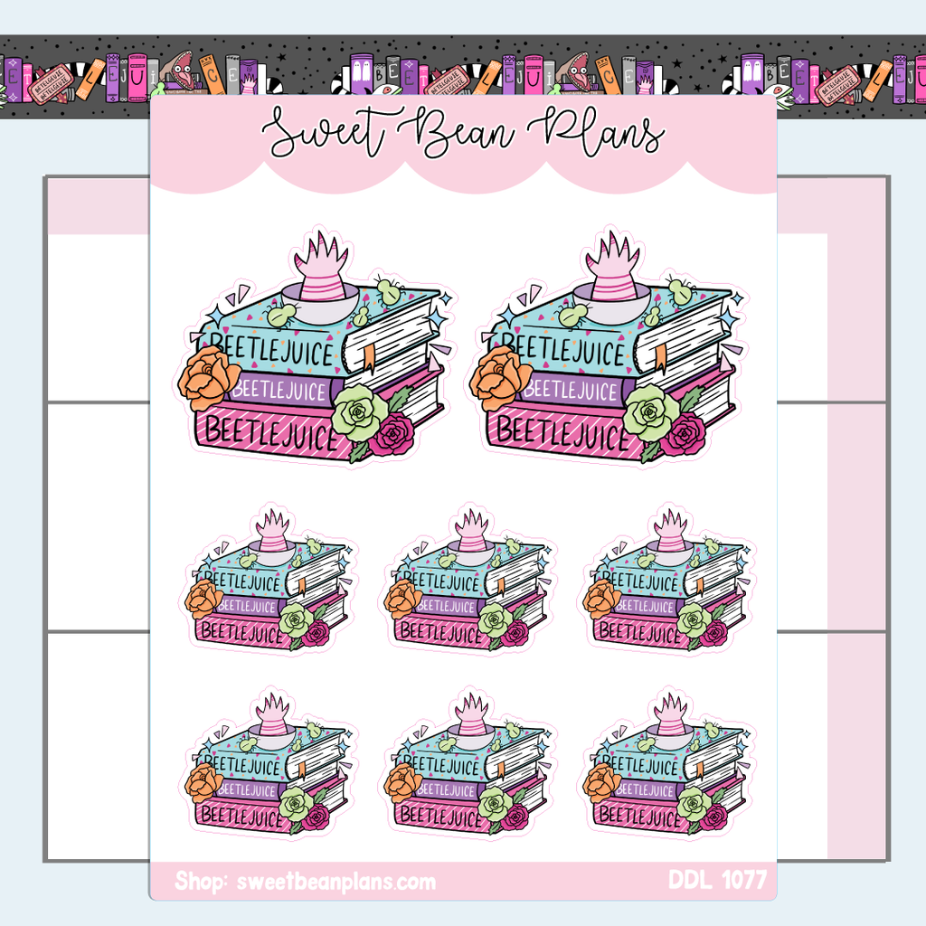 Beetle Book Stack Vinyl Planner Stickers | Ddl 1077