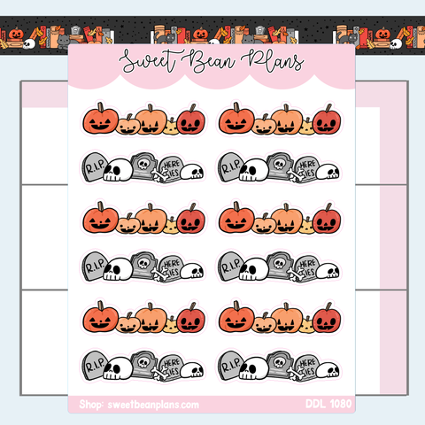 Tomb and Pumpkin Banners Vinyl Planner Stickers | Ddl 1080