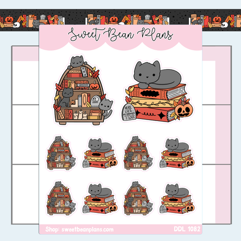 Halloween Book Stack Vinyl Planner Stickers | Ddl 1082