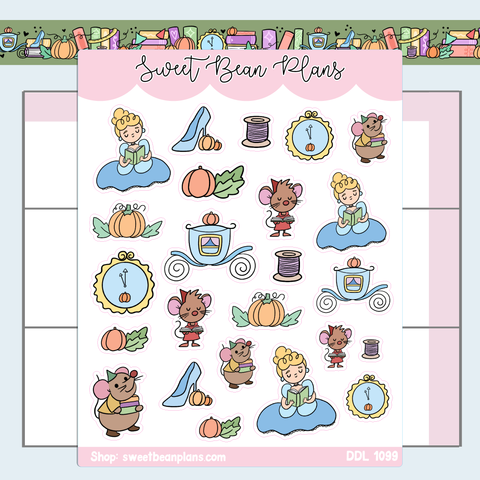 Fall Princess Doodles Vinyl Planner Stickers | Ddl 1099