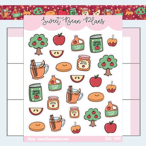 Apple Cider Doodles Vinyl Planner Stickers | Ddl 1100