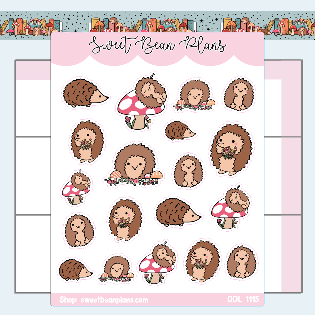 Hedgie Doodles Vinyl Planner Stickers | Ddl 1115