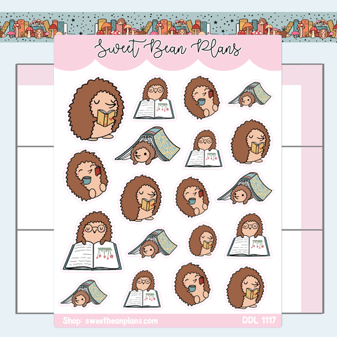 Bookish Hedgies Vinyl Planner Stickers | Ddl 1117