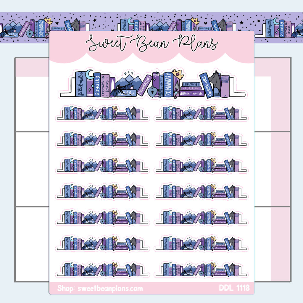 Romantasy Bookshelf Vinyl Planner Stickers | Ddl 1118