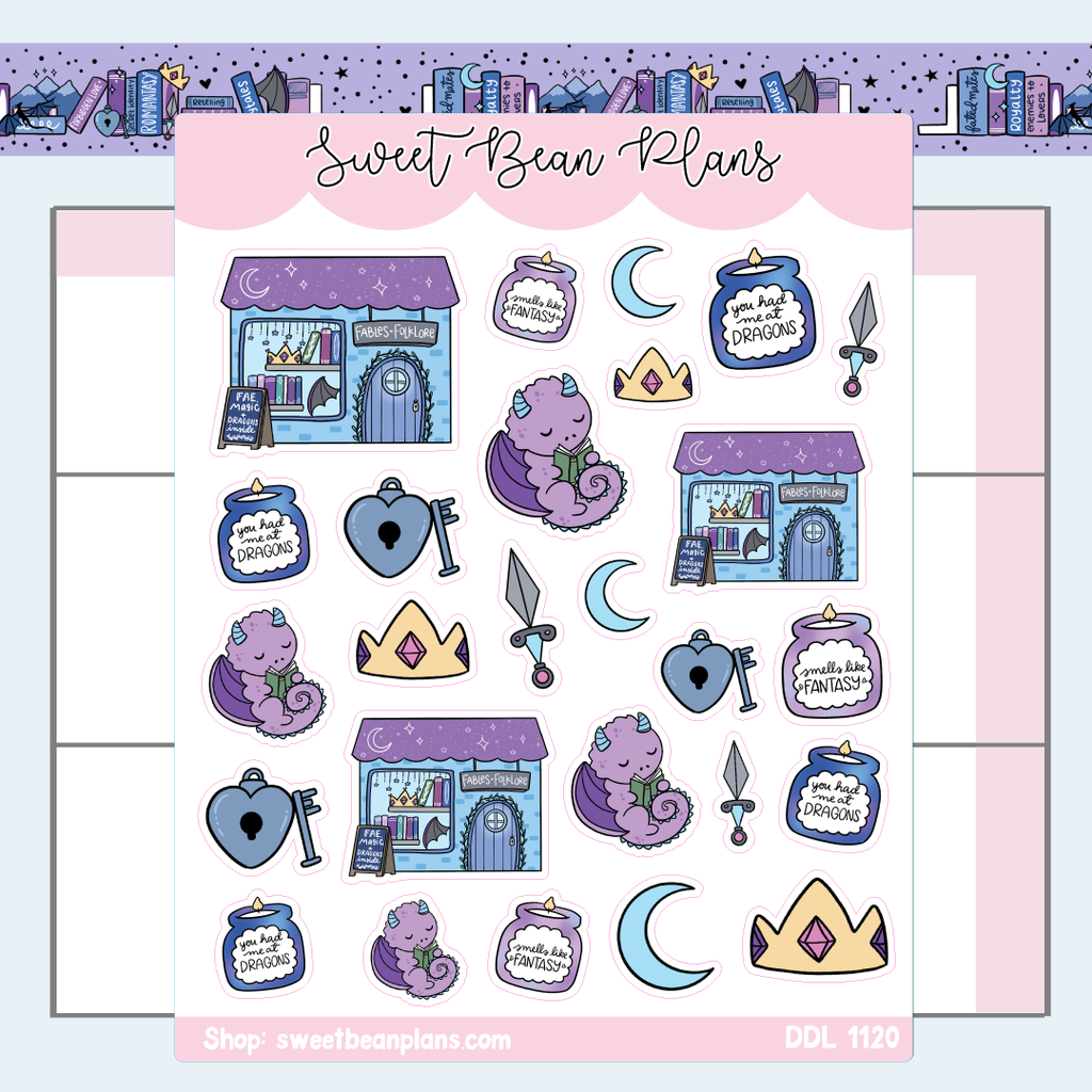 Romantasy Doodles Vinyl Planner Stickers | Ddl 1120