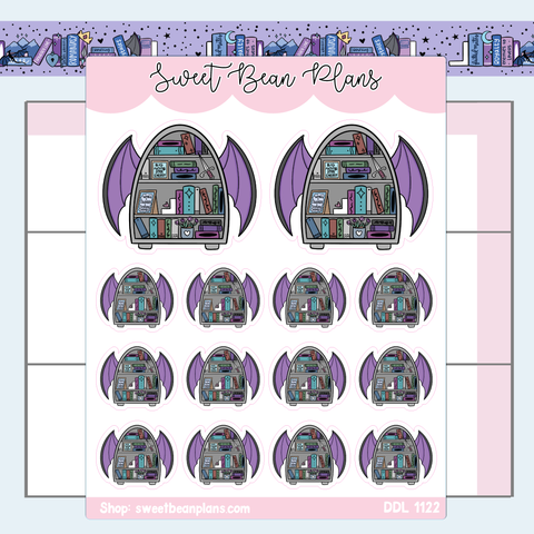 Winged Bookcase Vinyl Planner Stickers | Ddl 1122