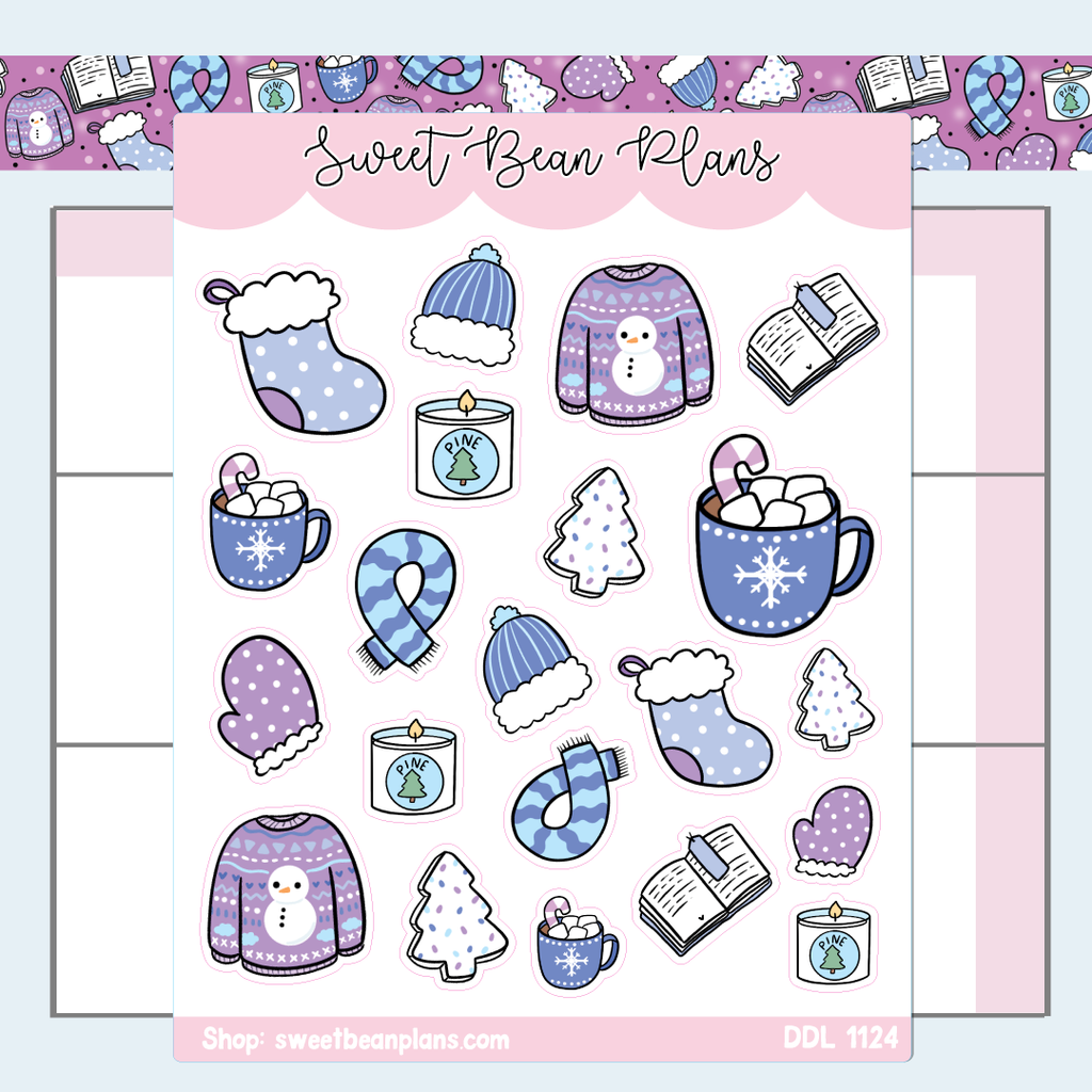 Winter Favorite Doodles Vinyl Planner Stickers | Ddl 1124