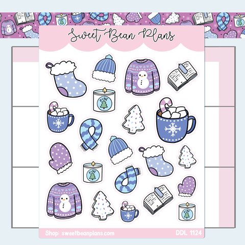 Winter Favorite Doodles Vinyl Planner Stickers | Ddl 1124