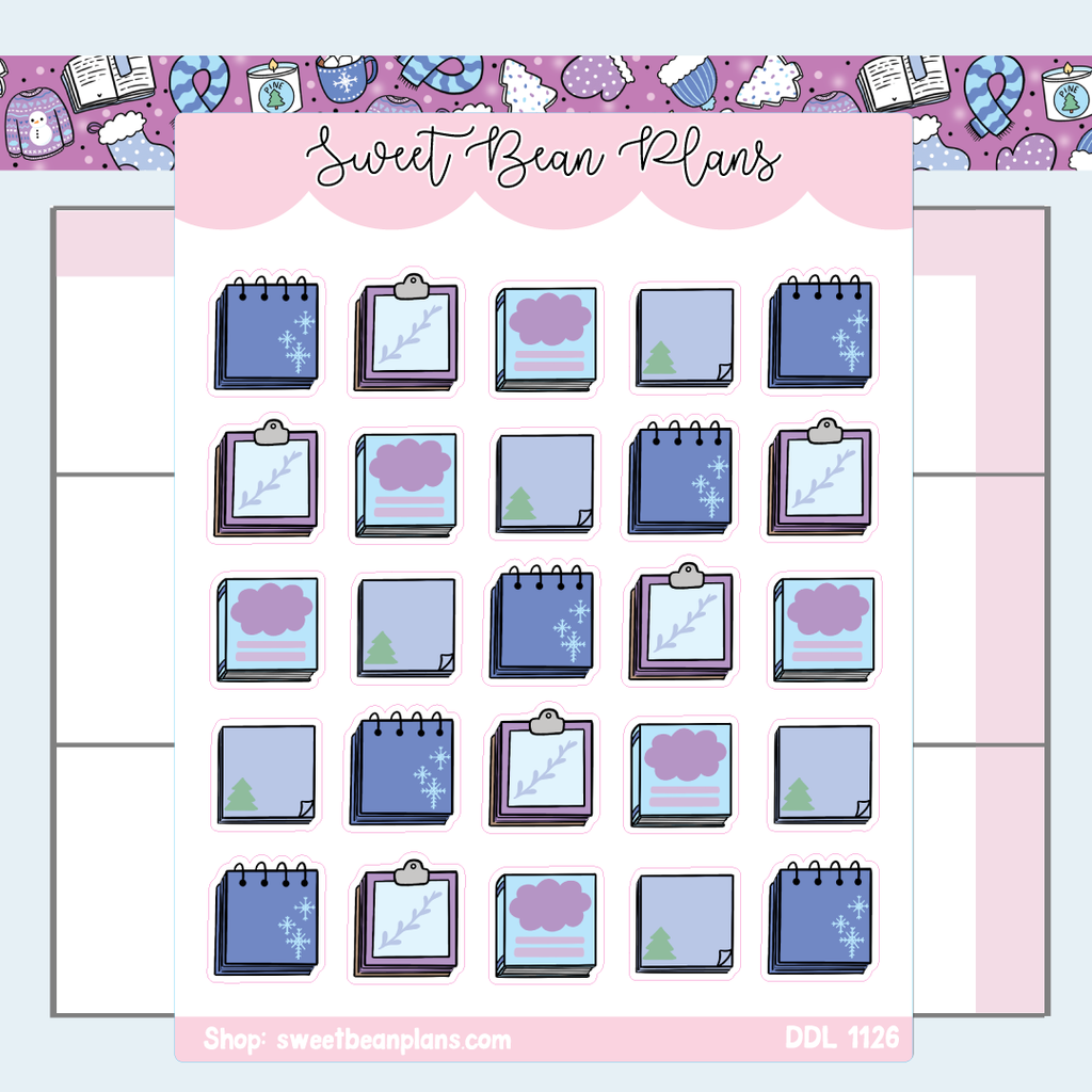 Winter Stationery Doodles Vinyl Planner Stickers | Ddl 1126