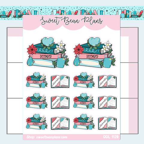 December 2024 Book Stack Vinyl Planner Stickers | Ddl 1129