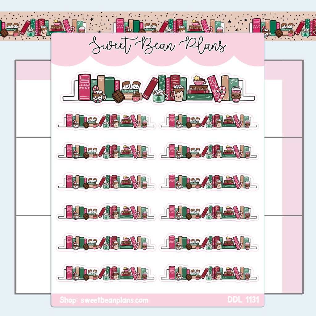 Hot Cocoa Bookshelf Vinyl Planner Stickers | Ddl 1131