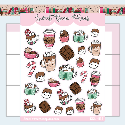 Hot Cocoa Doodles Vinyl Planner Stickers | Ddl 1132