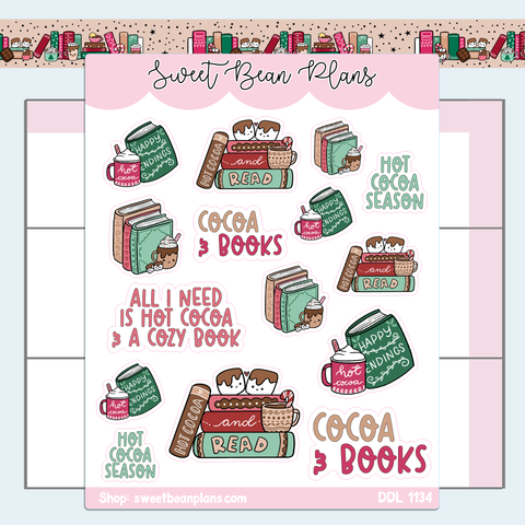 Hot Cocoa Bookish Doodles Vinyl Planner Stickers | Ddl 1134