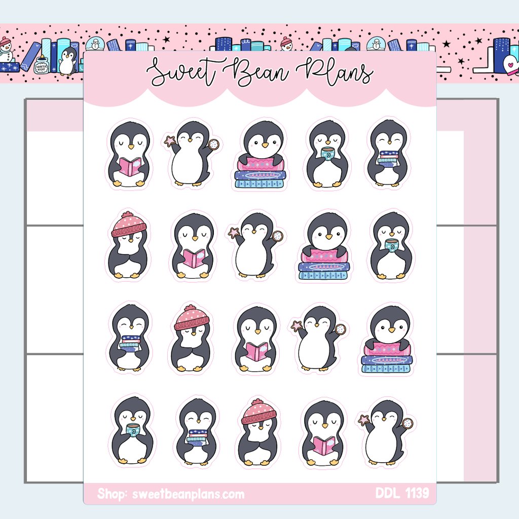 Penguin Doodles Vinyl Planner Stickers | Ddl 1139