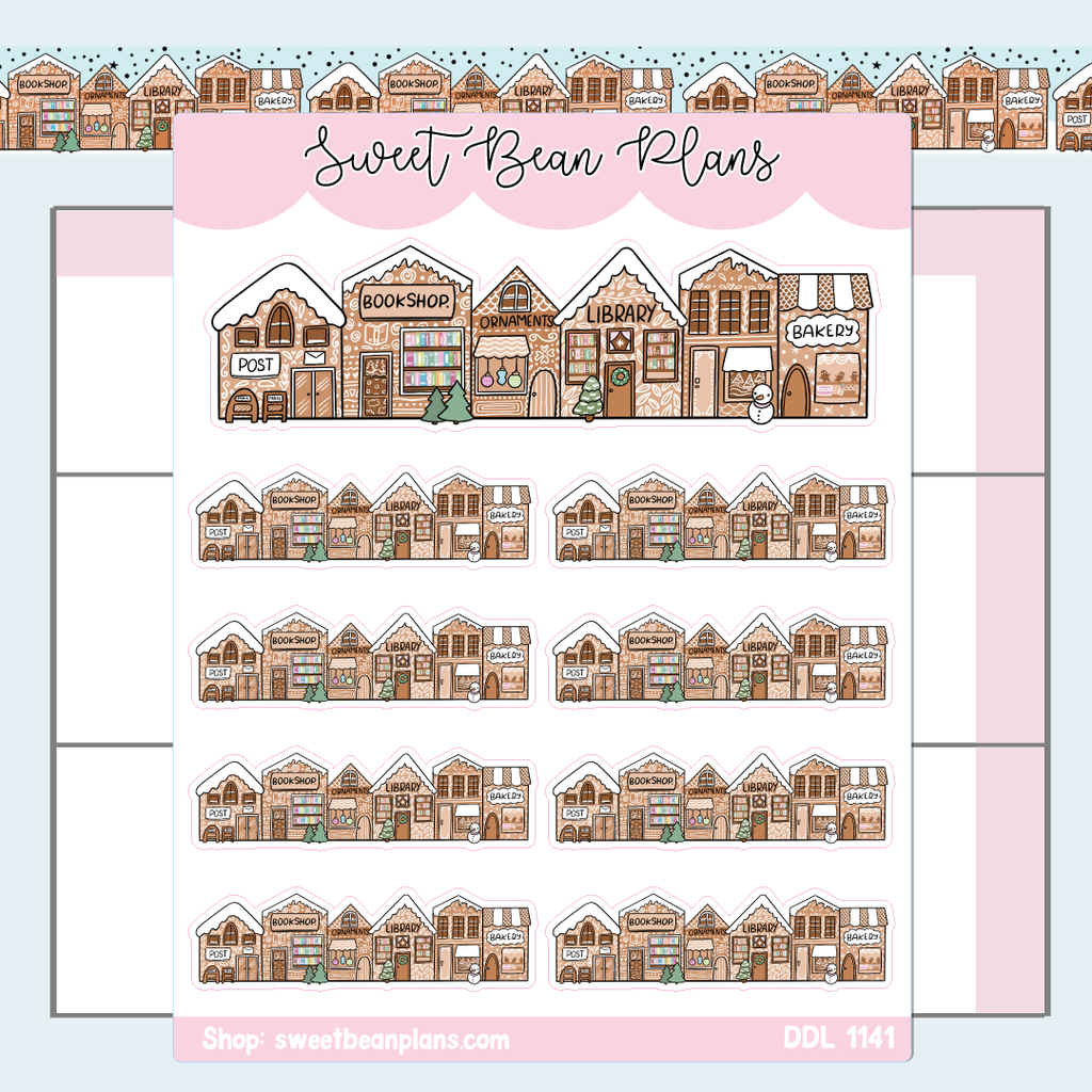 Gingerbread Town Vinyl Planner Stickers | Ddl 1141