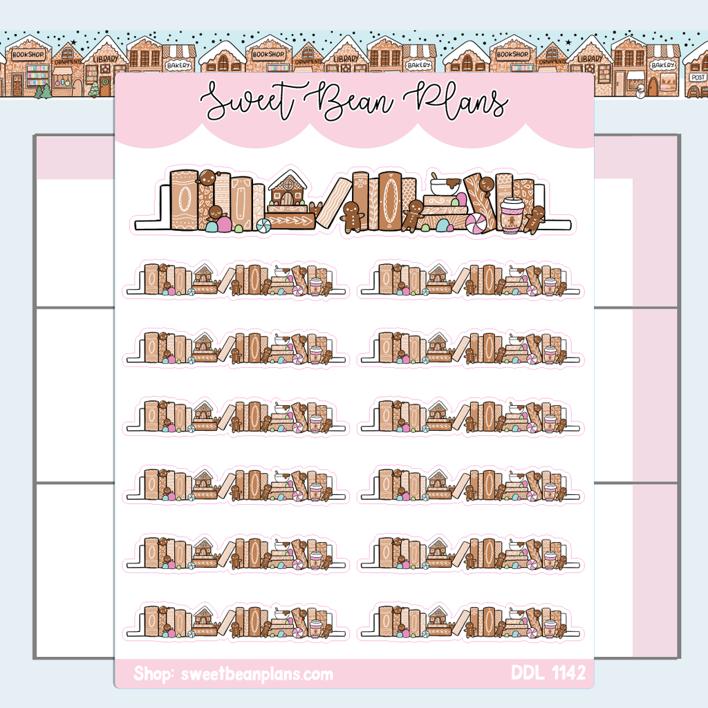 Gingerbread Bookshelf Vinyl Planner Stickers | Ddl 1142