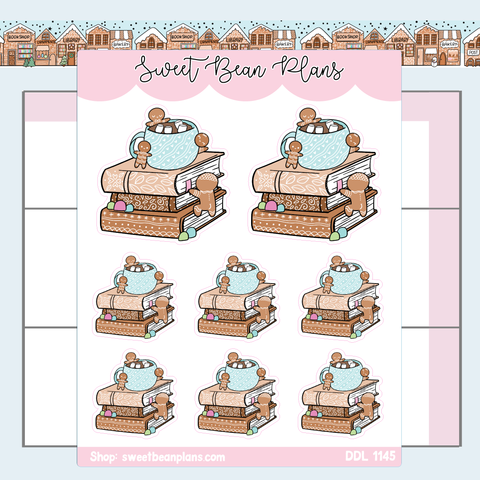 Gingerbread Book Stack Vinyl Planner Stickers | Ddl 1145