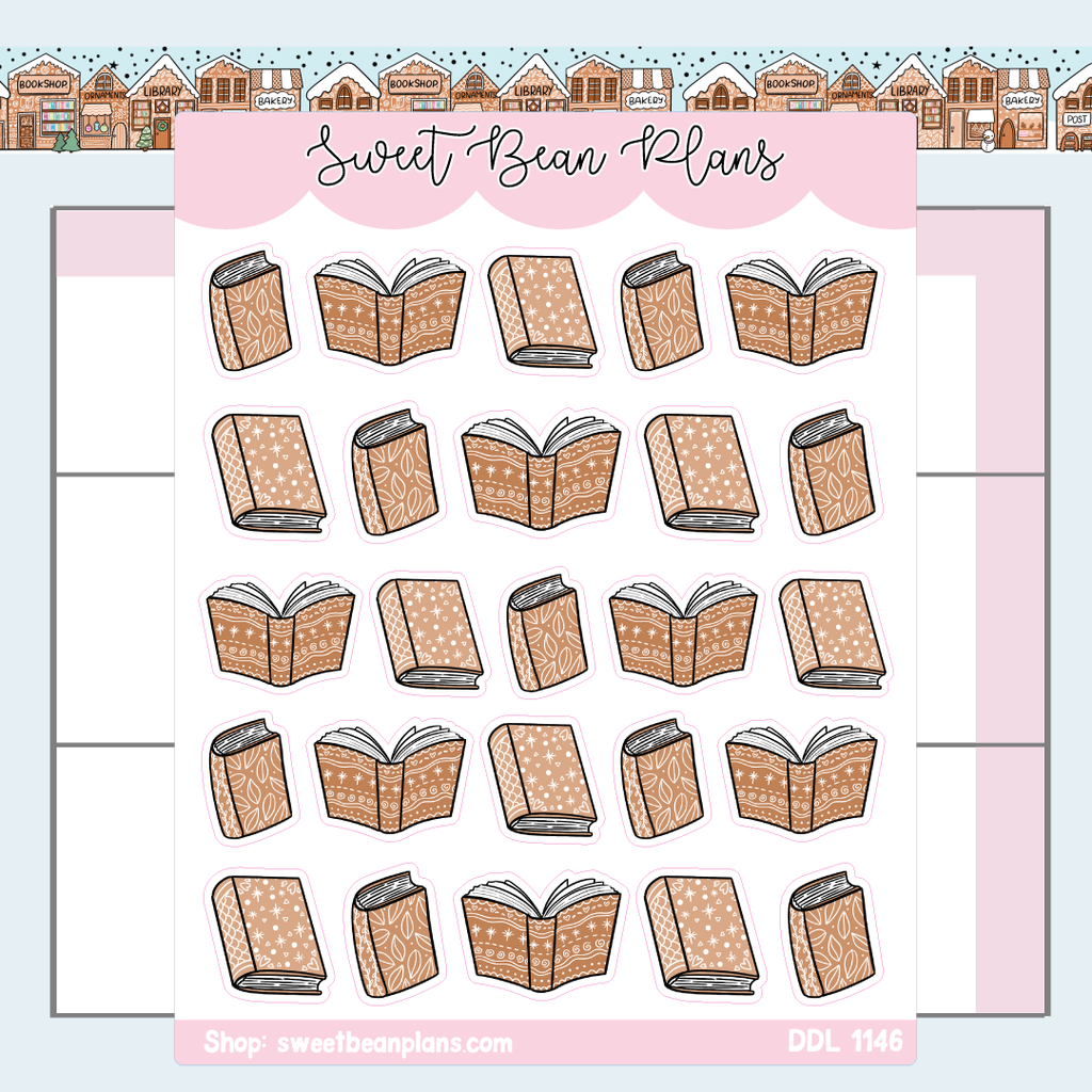 Gingerbread Books Vinyl Planner Stickers | Ddl 1146