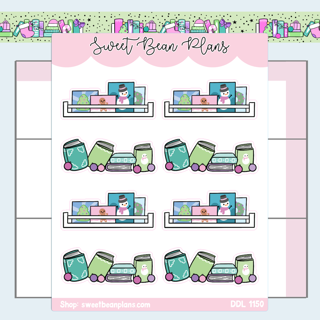 Bookish Christmas Banners Vinyl Planner Stickers | Ddl 1150