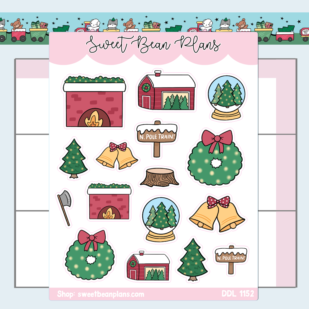 Christmas Farm Doodles Vinyl Planner Stickers | Ddl 1152