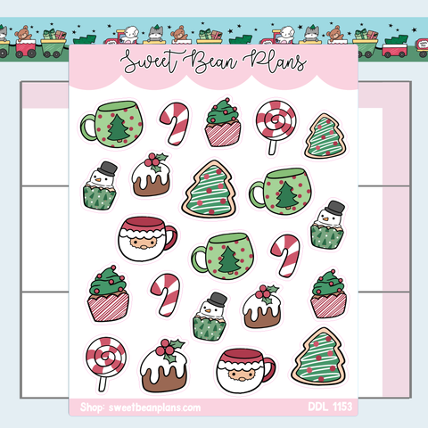 Christmas Treats Doodles Vinyl Planner Stickers | Ddl 1153