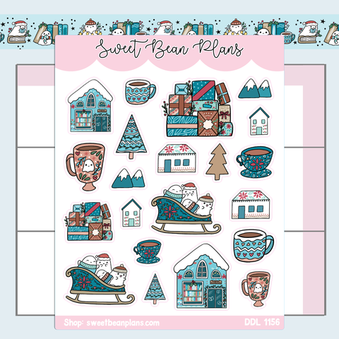 Christmas Nordic Doodles Vinyl Planner Stickers | Ddl 1156