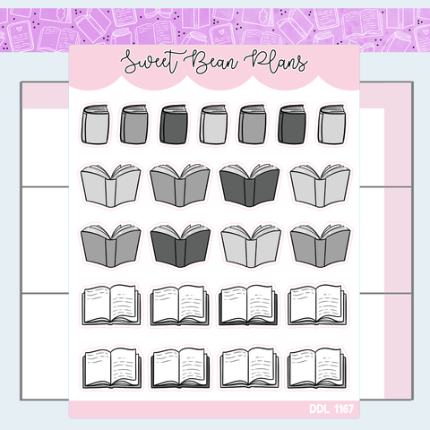 Neutral Book Doodles Vinyl Planner Stickers | Ddl 1167