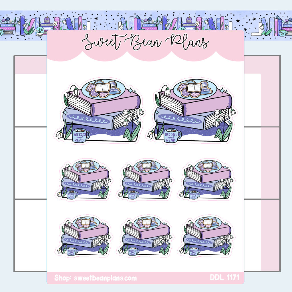 January 2025 Book Stack Vinyl Planner Stickers | Ddl 1171