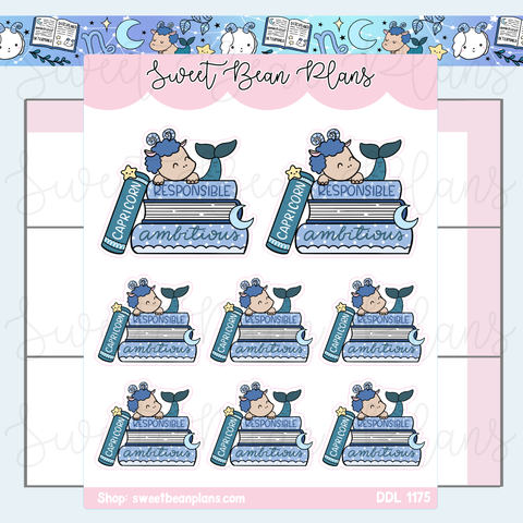 Capricorn Book Stack Vinyl Planner Stickers | Ddl 1175