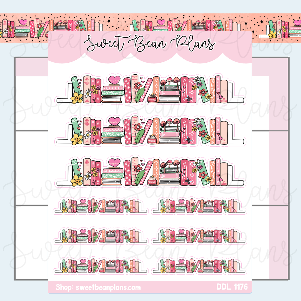 February 2025 Book Stack Vinyl Planner Stickers | Ddl 1176