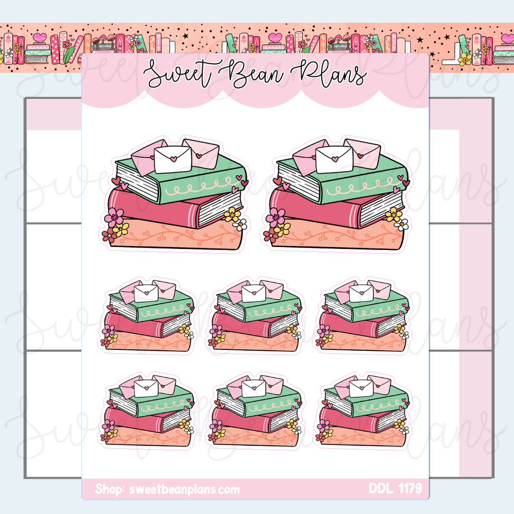 February 2025 Book Stack Vinyl Planner Stickers | Ddl 1179