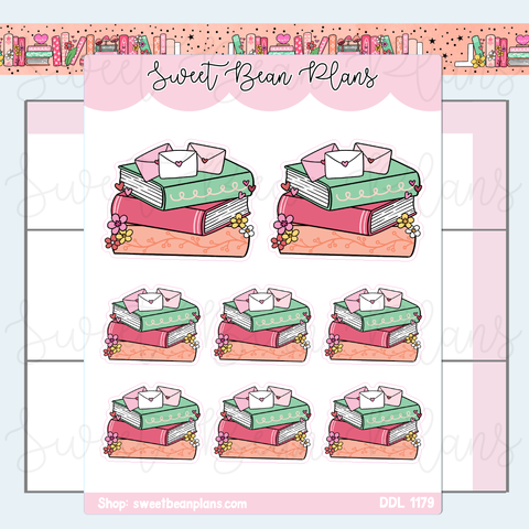 February 2025 Book Stack Vinyl Planner Stickers | Ddl 1179