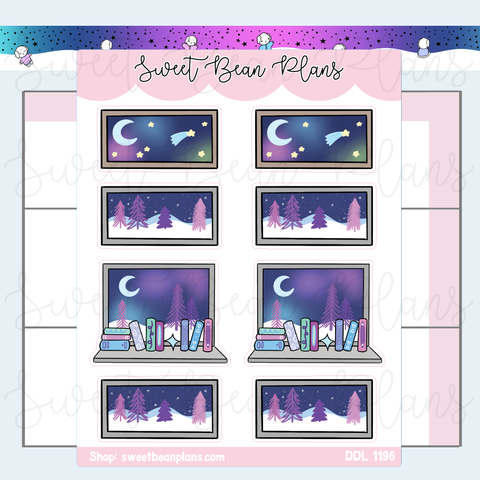 Northern Lights Windows Vinyl Planner Stickers | Ddl 1196