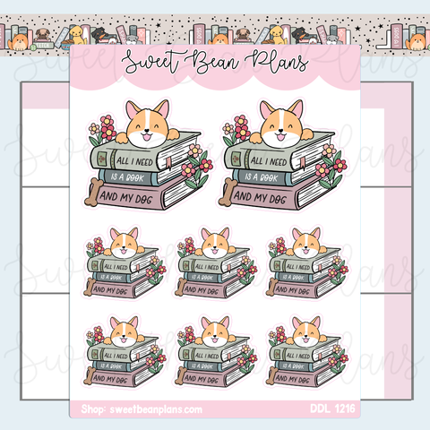 Dog Book Stack Vinyl Planner Stickers | Ddl 1216