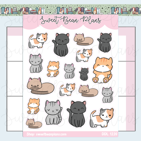 Cat Doodles Vinyl Planner Stickers | Ddl 1220