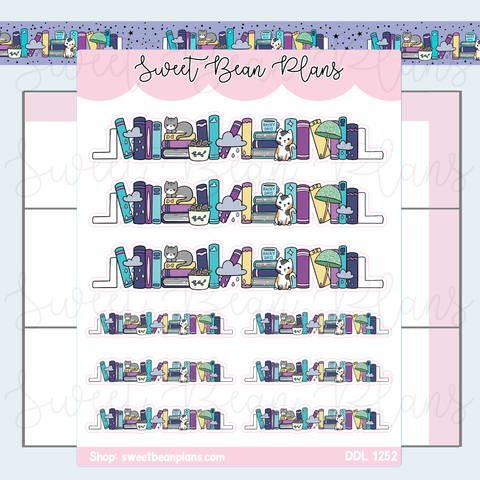 Rainy Bookshelf Vinyl Planner Stickers | Ddl 1252