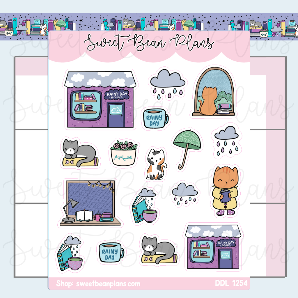 Rainy Doodles Vinyl Planner Stickers | Ddl 1254
