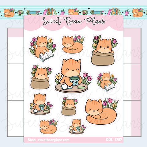 Cats & Tulips Vinyl Planner Stickers | Ddl 1257