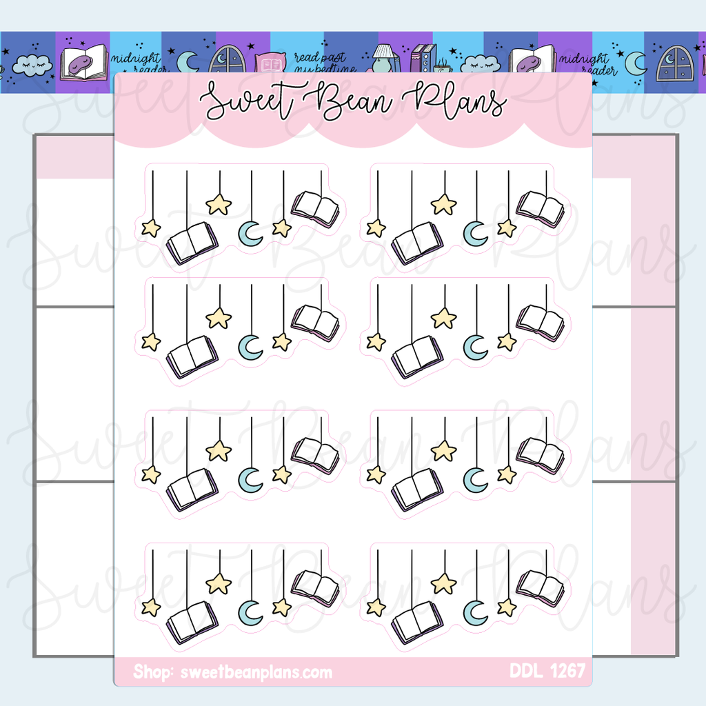 Midnight Reader Banner Vinyl Planner Stickers | Ddl 1267
