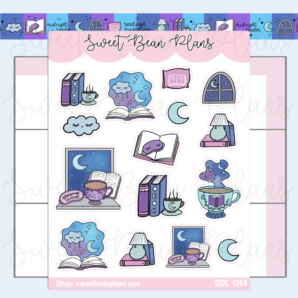 Midnight Reader Doodles Vinyl Planner Stickers | Ddl 1268