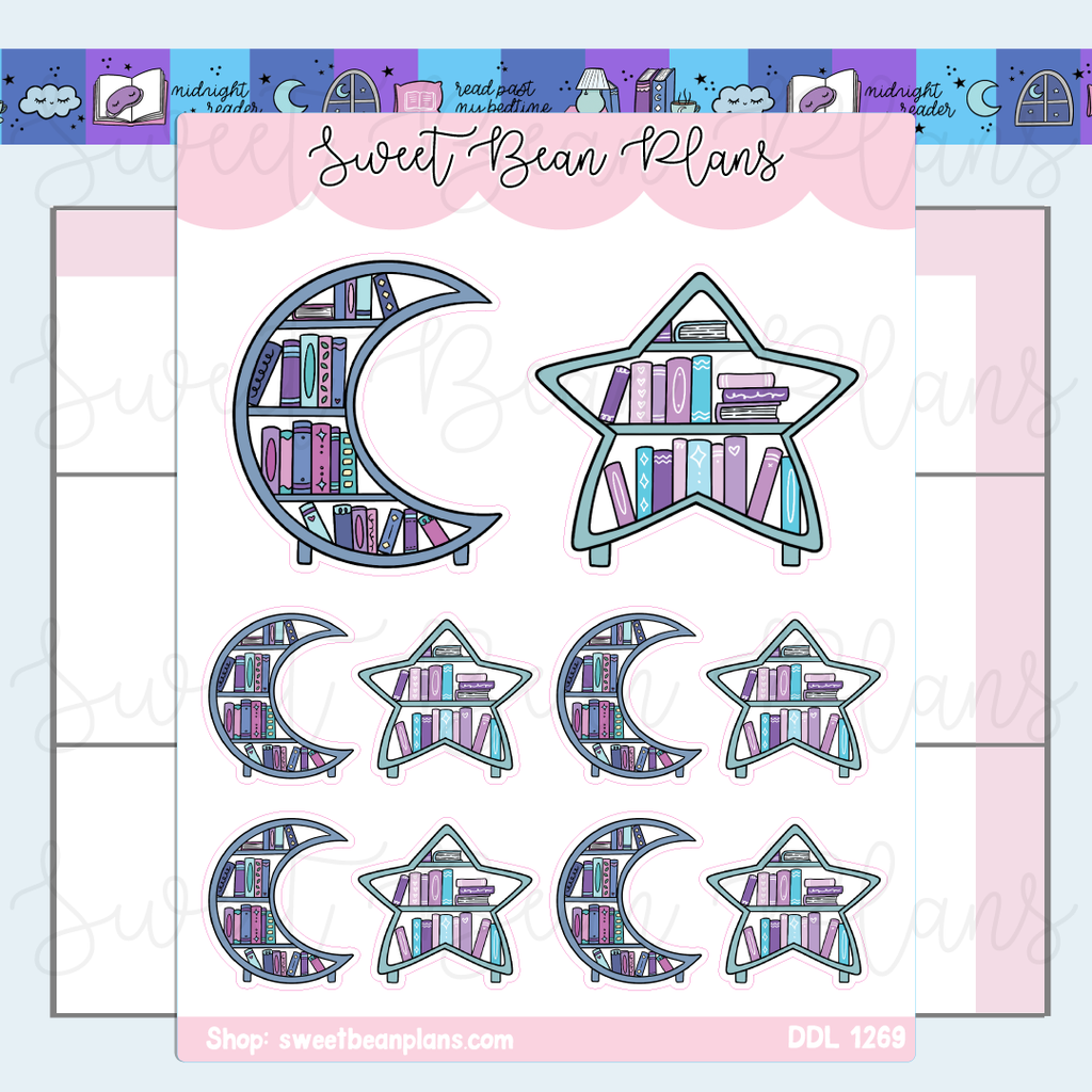 Moon Star Bookcase Vinyl Planner Stickers | Ddl 1269