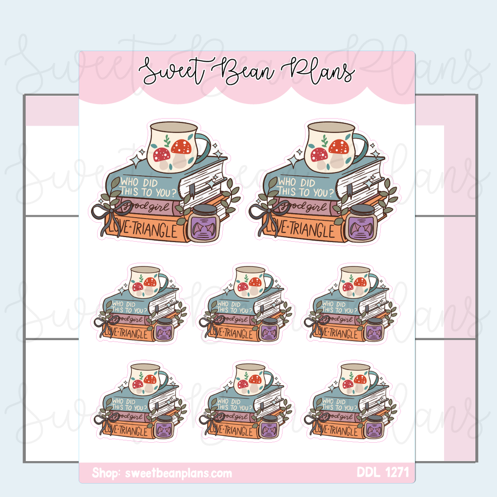 Booksta Reader Book Stack Vinyl Planner Stickers | Ddl 1271