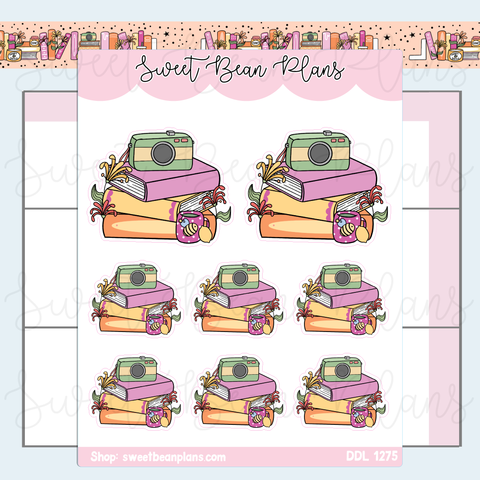 June 2025 Book Stack Vinyl Planner Stickers | Ddl 1275